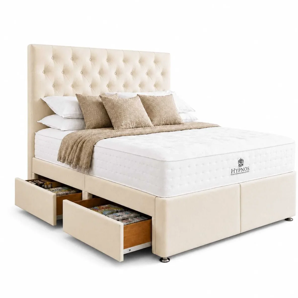 Premium Divan Bed With Headboard And Storage Drawers - Blue / Single – image 7