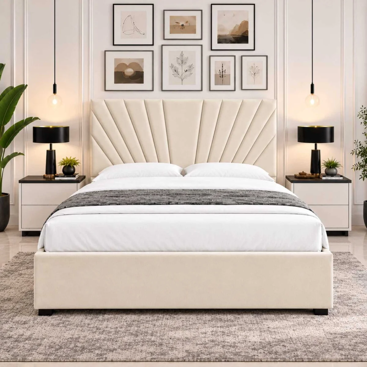 Velmora Luxury Upholstered Divan Bed With Tall Headboard And Mattress - Black / Double – image 3