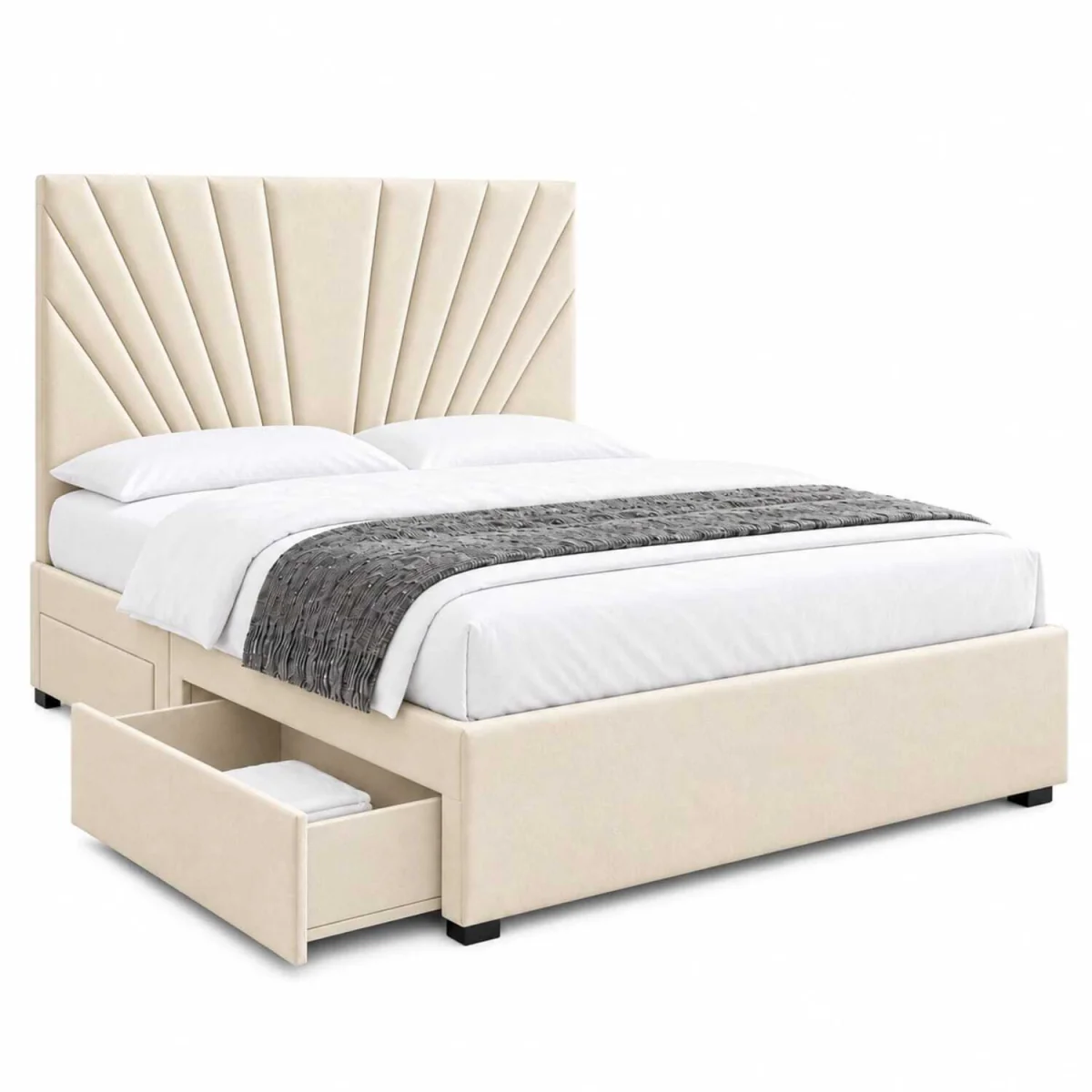 Velmora Luxury Upholstered Divan Bed With Tall Headboard And Mattress - Black / Double – image 6