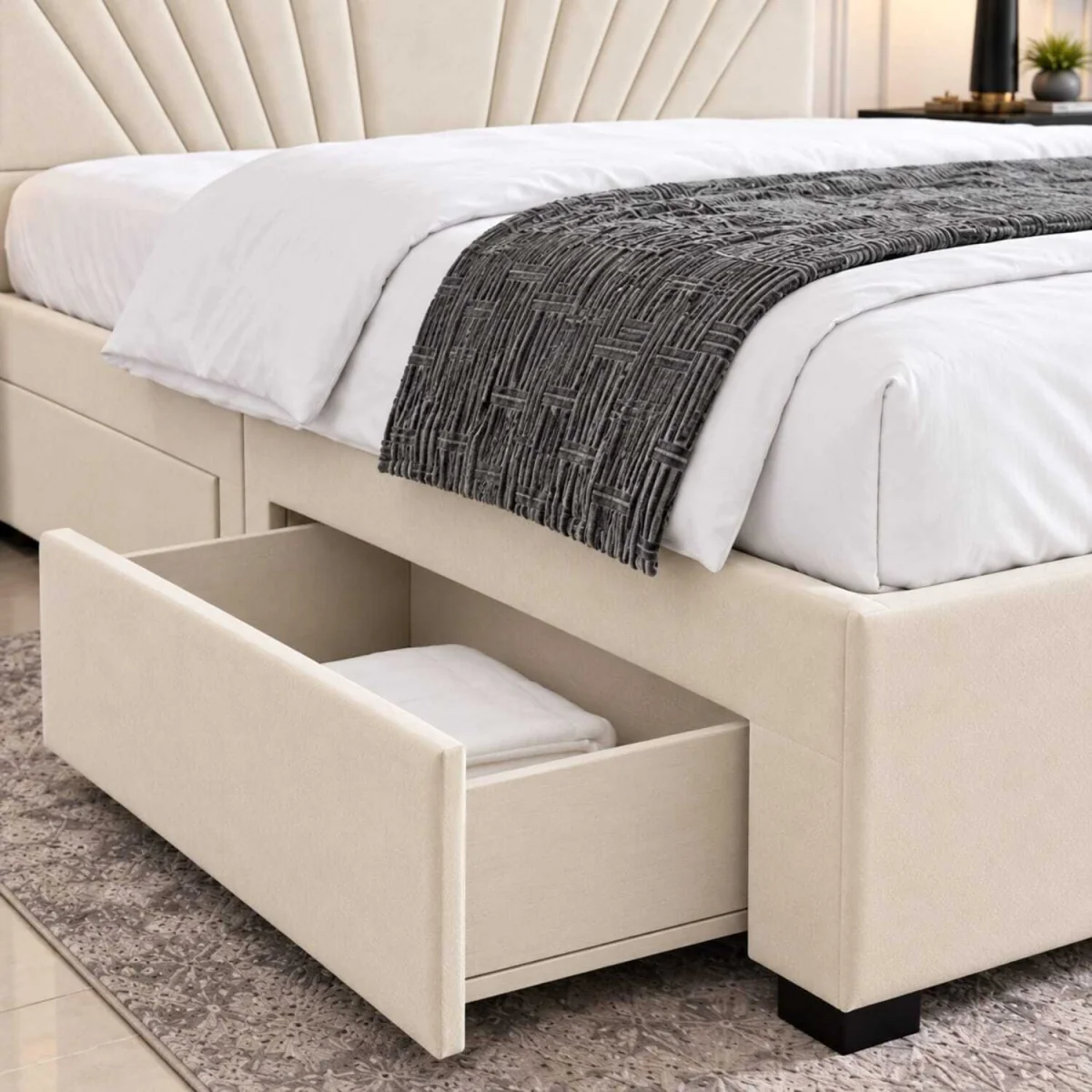 Velmora Luxury Upholstered Divan Bed With Tall Headboard And Mattress - Black / Double – image 7