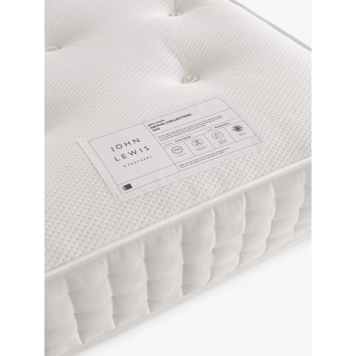 John Lewis Ortho Support 2000 Pocket Spring Mattress, Medium to Firm Tension, Single – image 6