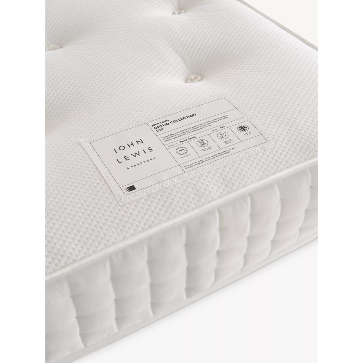 John Lewis Ortho Support 1200 Pocket Spring Mattress, Firm Tension, Single – image 6