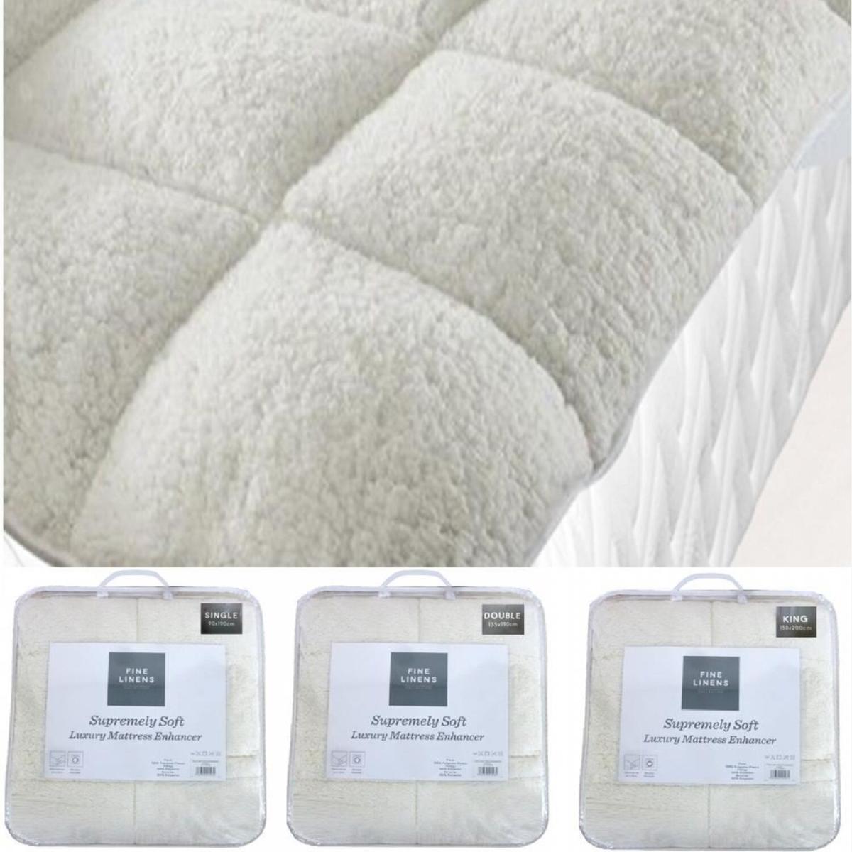 Super Soft Teddy Mattress Topper Enhancer Bedding - White Single 90 X 190cm / Single – image 1