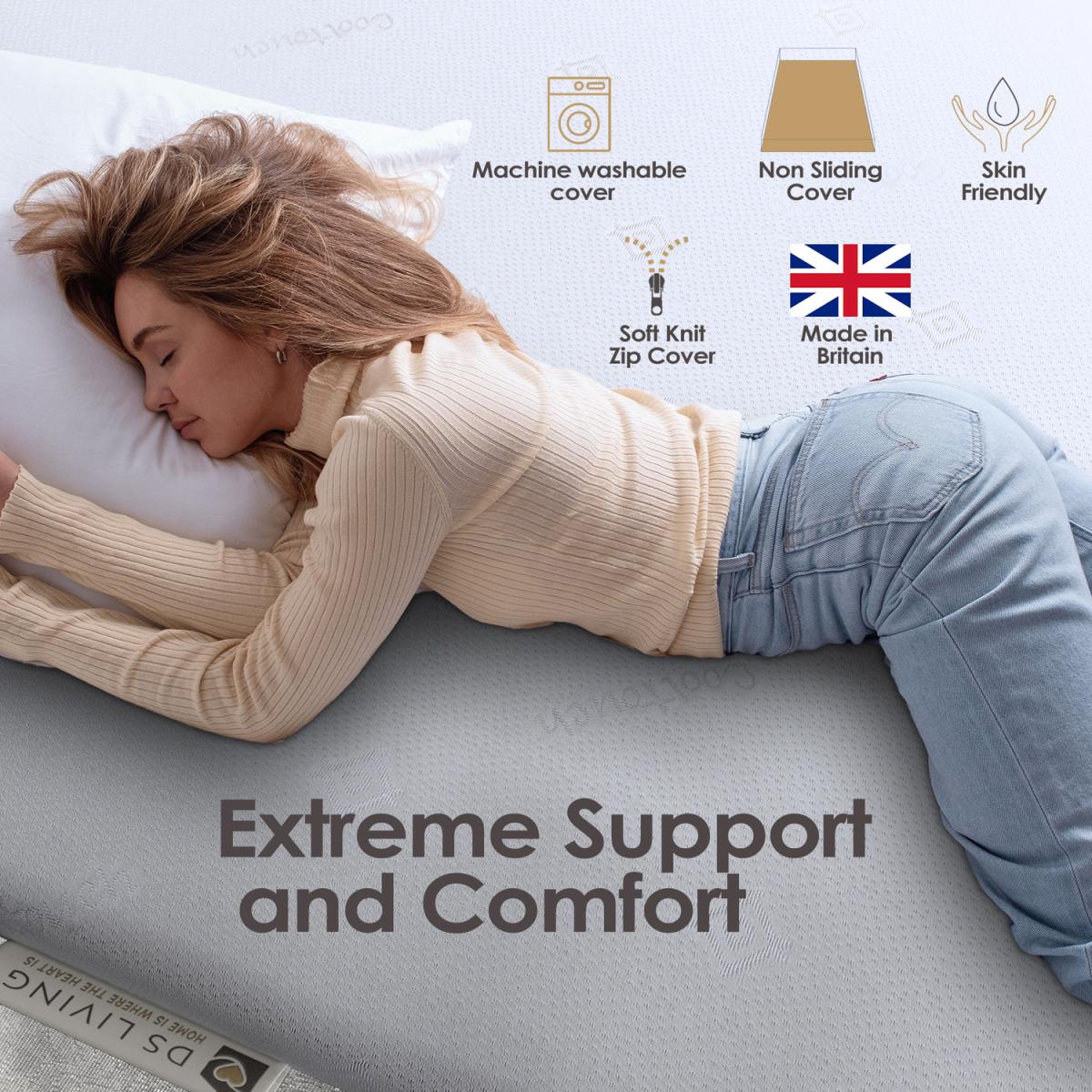 Comfort 7.5cm Thick Memory Foam Mattress Topper  - White / Single – image 4