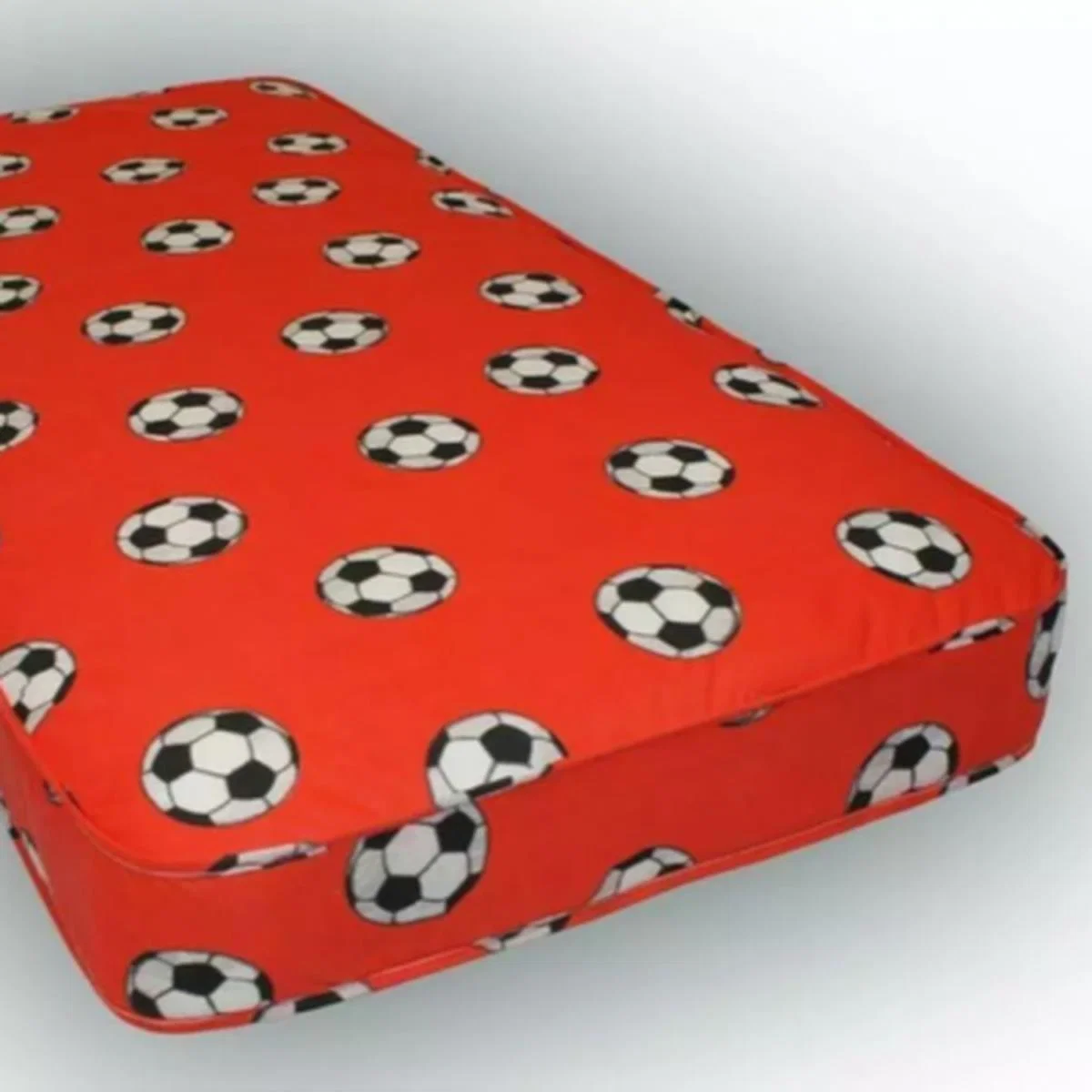 Wilson Beds - 4" Reflex Foam Red Football Kids Mattress - Red with black & white footballs / Small Single