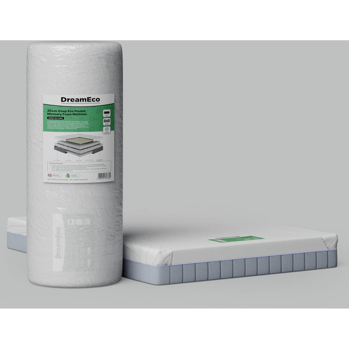 25cm Deep Eco Pocket Spring Memory Foam Mattress - White / Single – image 3