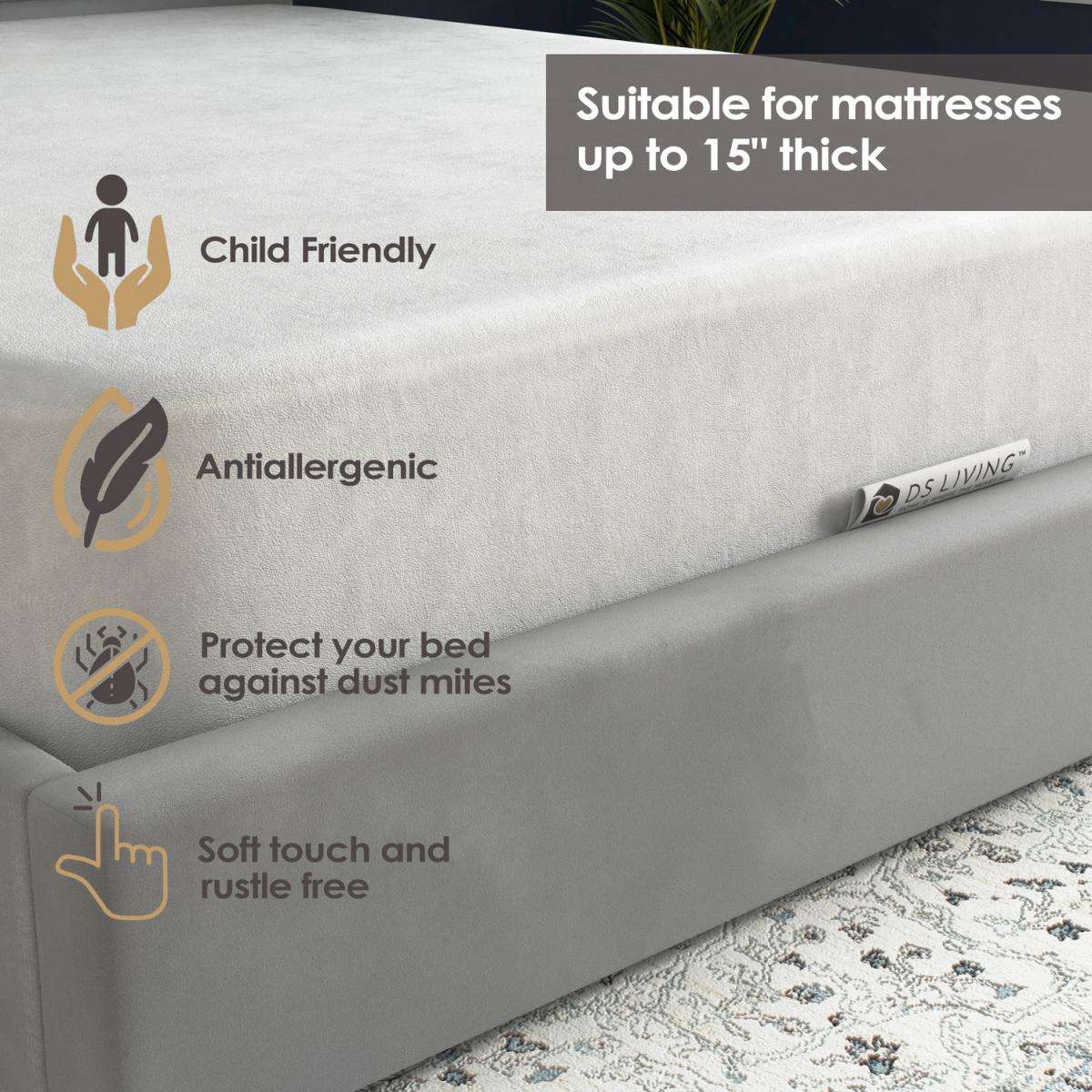 Essential Terry Towel Protective Mattress Cover - White / Single – image 5