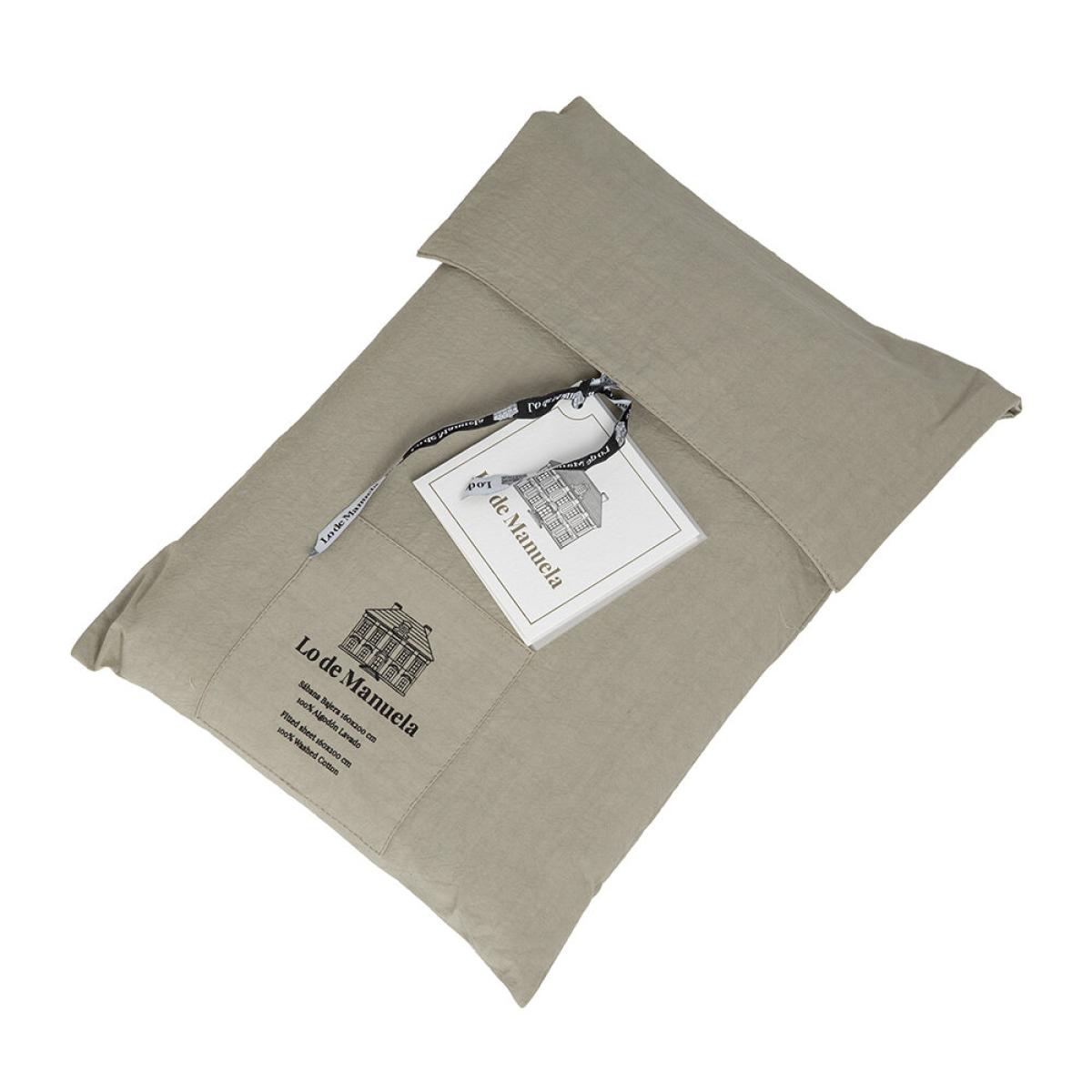 Lo De Manuela - Pure Washed Cotton Fitted Sheet - Khaki - King – image 4