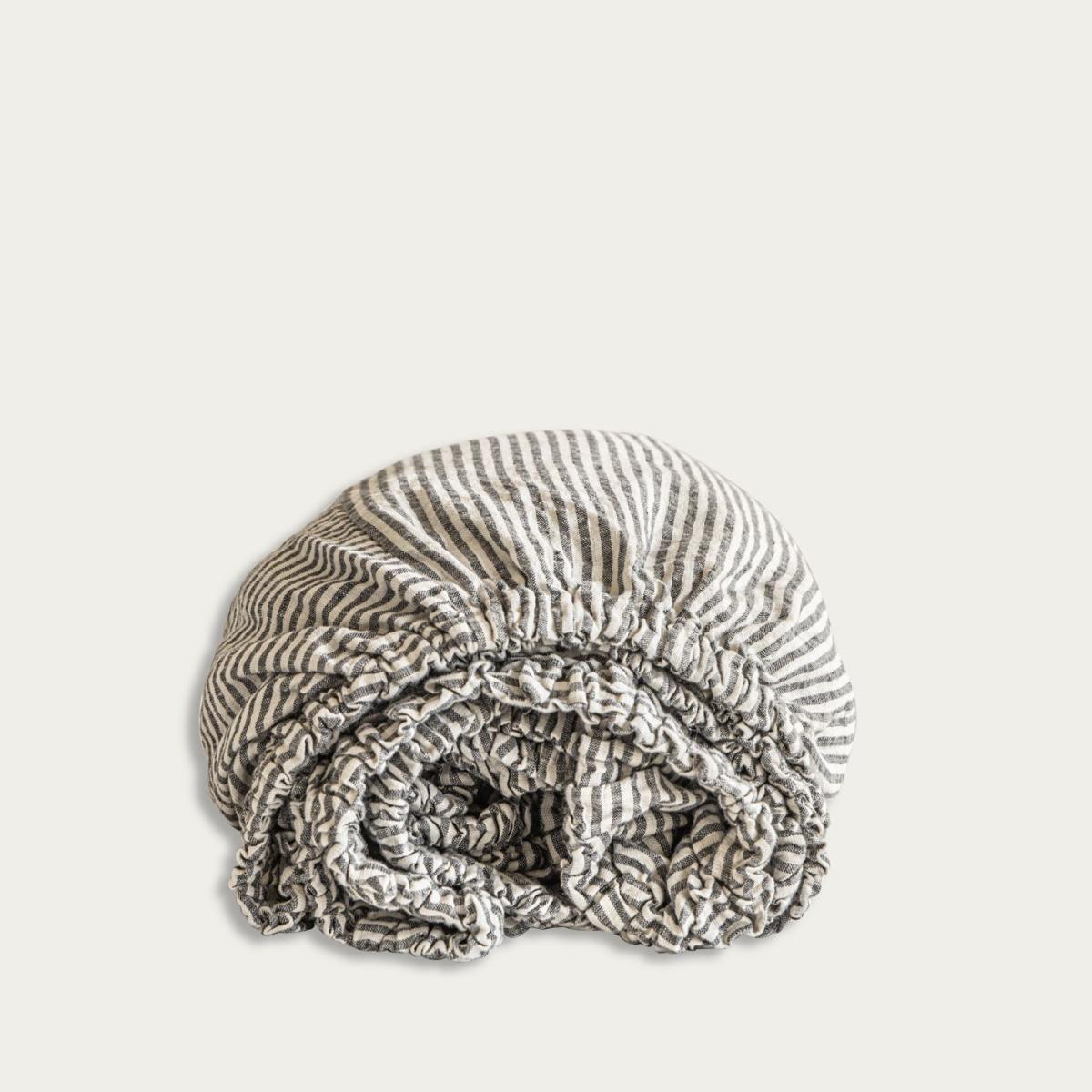 Striped Linen Fitted Sheet – image 1