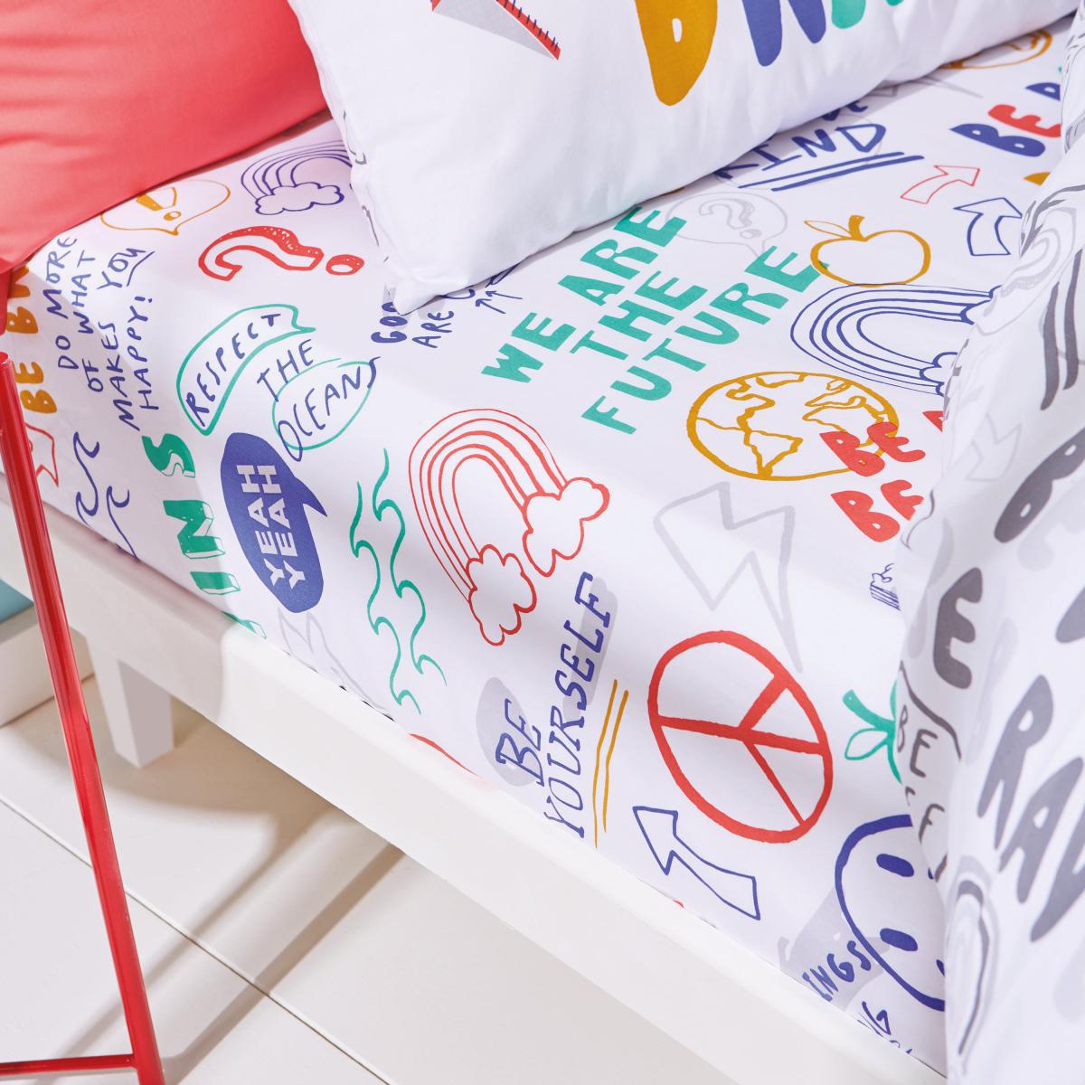Born To Be Brave 100% Organic Cotton Fitted Sheet MultiColoured – image 1
