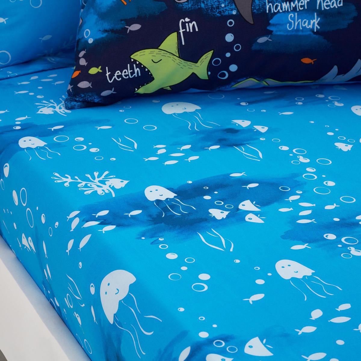 Sharks Fitted Sheet Blue