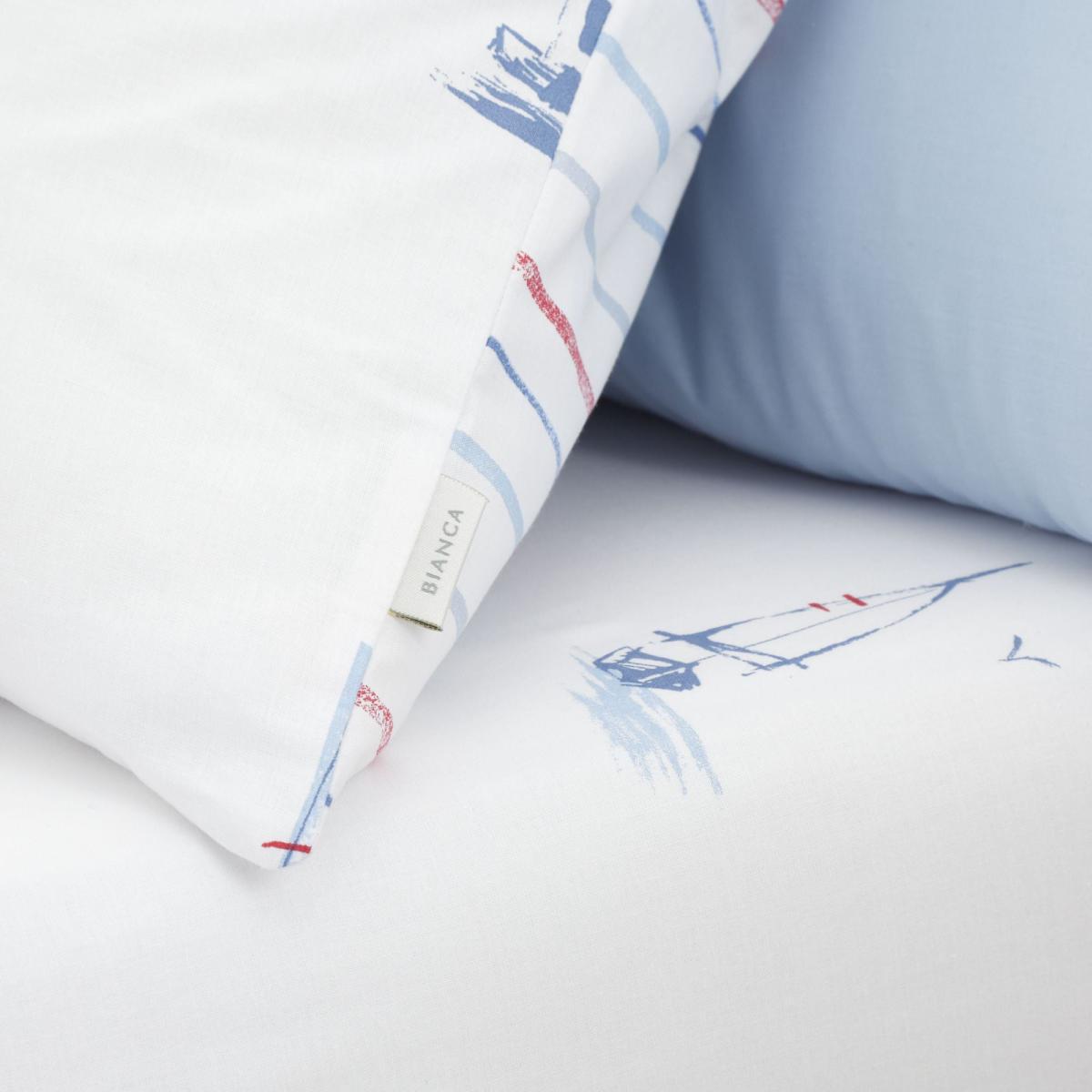 Bianca Fine Linens Sailing Boats 100% Cotton Fitted Sheet Blue – image 2