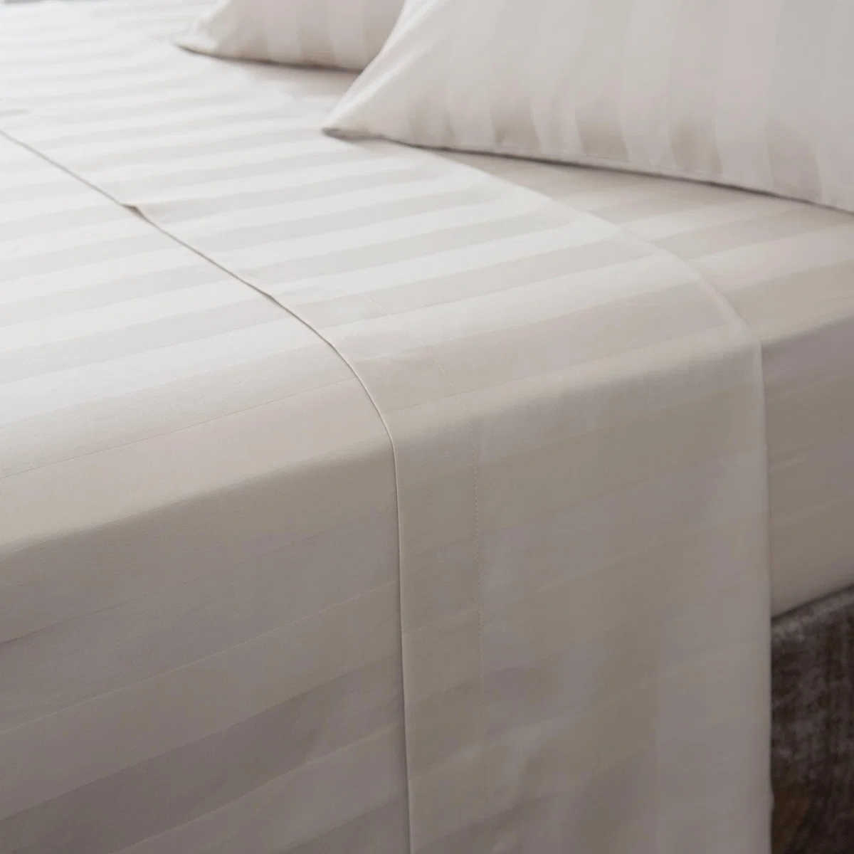 Hotel Egyptian Cotton 230 Thread Count White Stripe Flat Sheet Brown and White