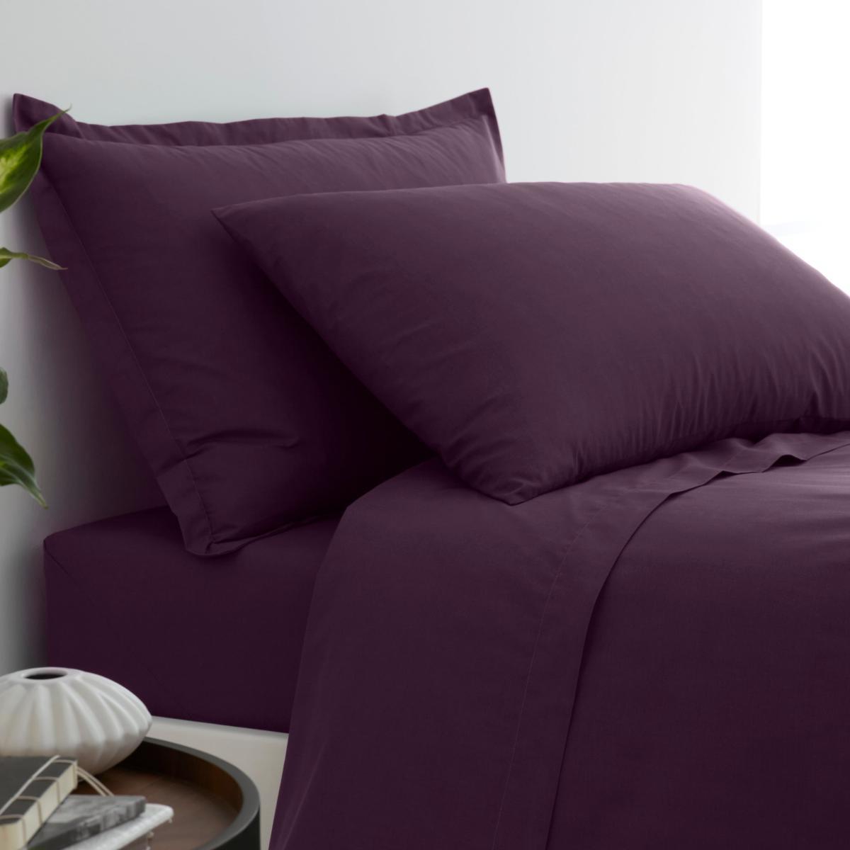 Pure Cotton Fitted Sheet Aubergine (Purple) – image 2