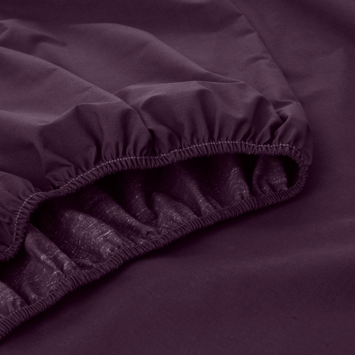 Pure Cotton Fitted Sheet Aubergine (Purple) – image 3