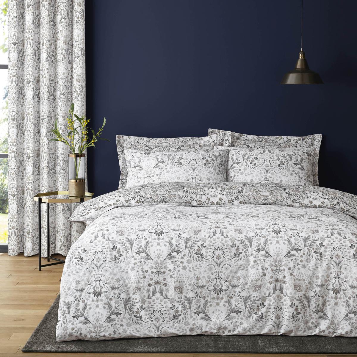 Hardwick Floral Grey Reversible Duvet Cover and Pillowcase Set Light Grey – image 4