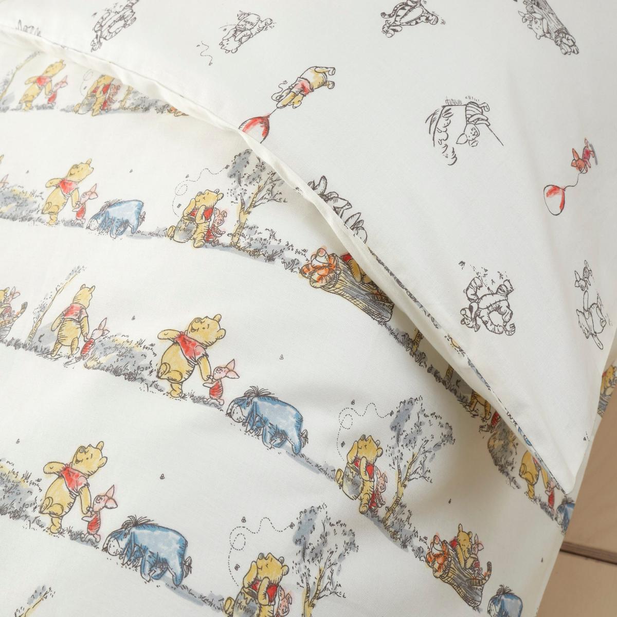 Disney Winnie the Pooh Cot Bed Duvet Cover and Pillowcase Set Cream – image 2
