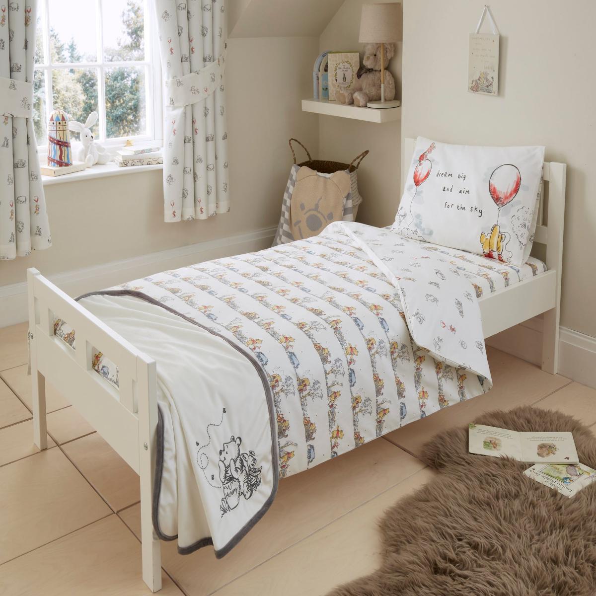 Disney Winnie the Pooh Cot Bed Duvet Cover and Pillowcase Set Cream – image 3
