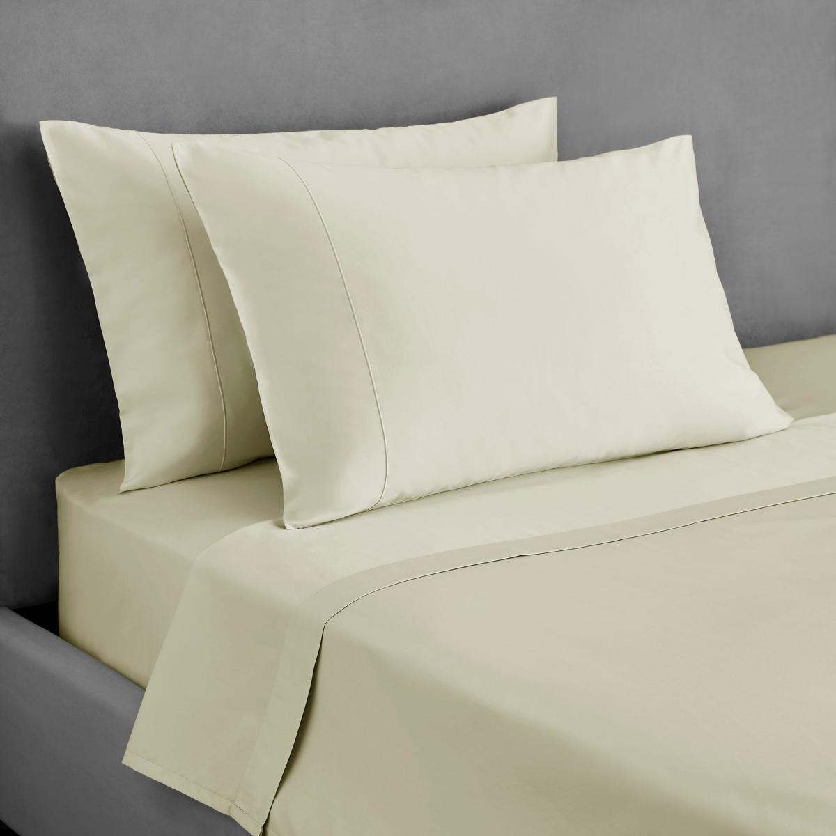 Dorma 300 Thread Count 100% Cotton Sateen Plain Fitted Sheet Buttermilk – image 2