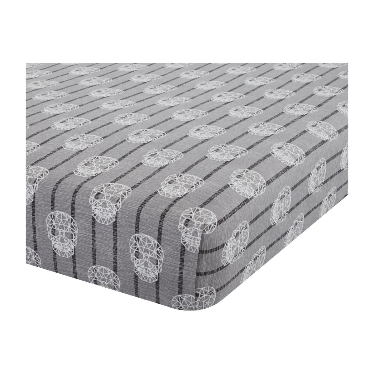 Catherine Lansfield Skulls Easy Care Double Fitted Sheet Grey and White – image 1