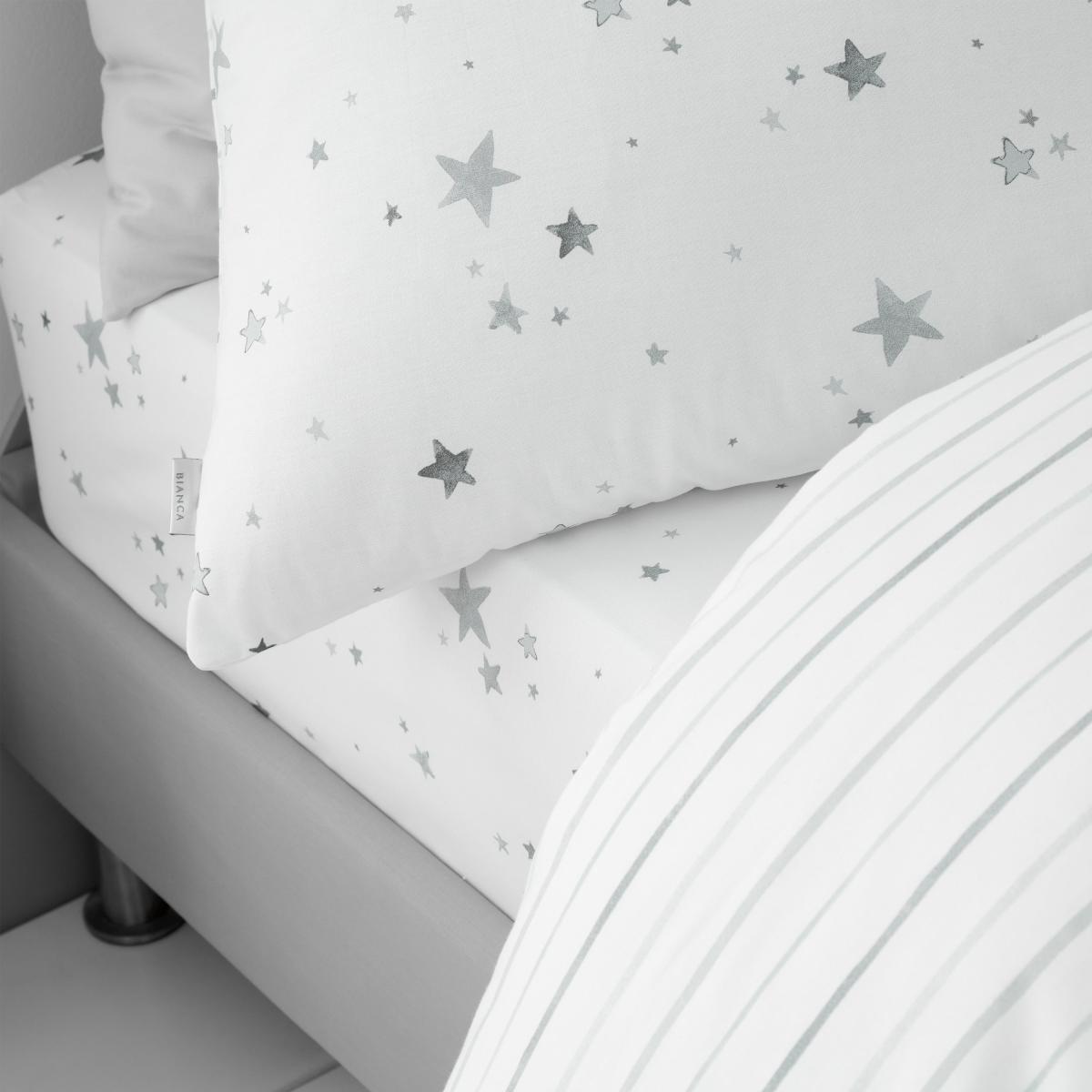 Bianca Fine Linens Stars 100% Cotton Fitted Sheet Grey – image 2