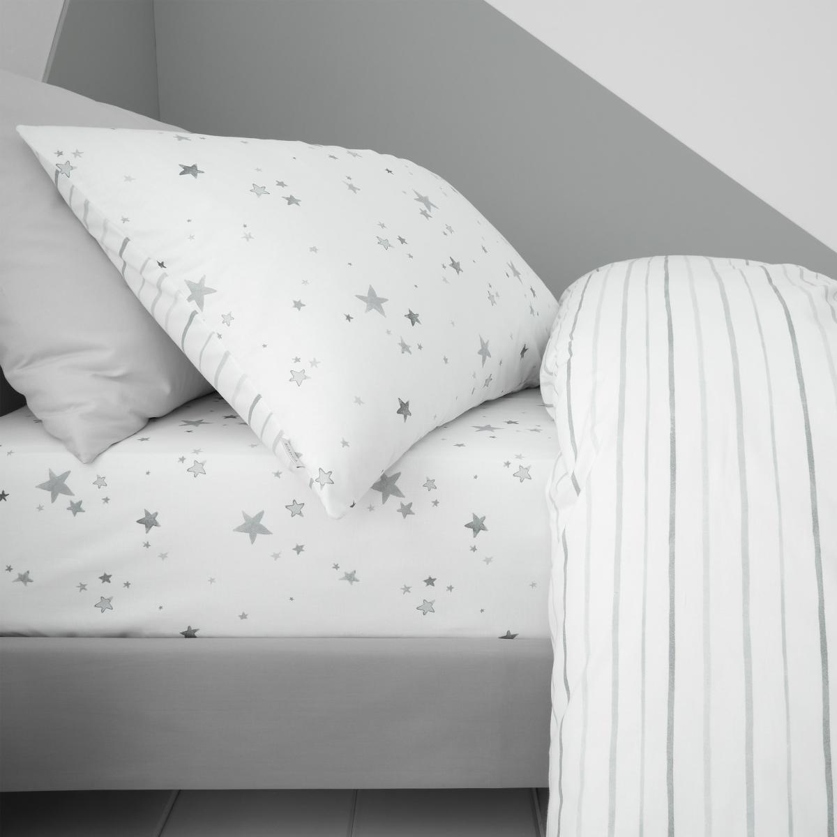 Bianca Fine Linens Stars 100% Cotton Fitted Sheet Grey – image 1