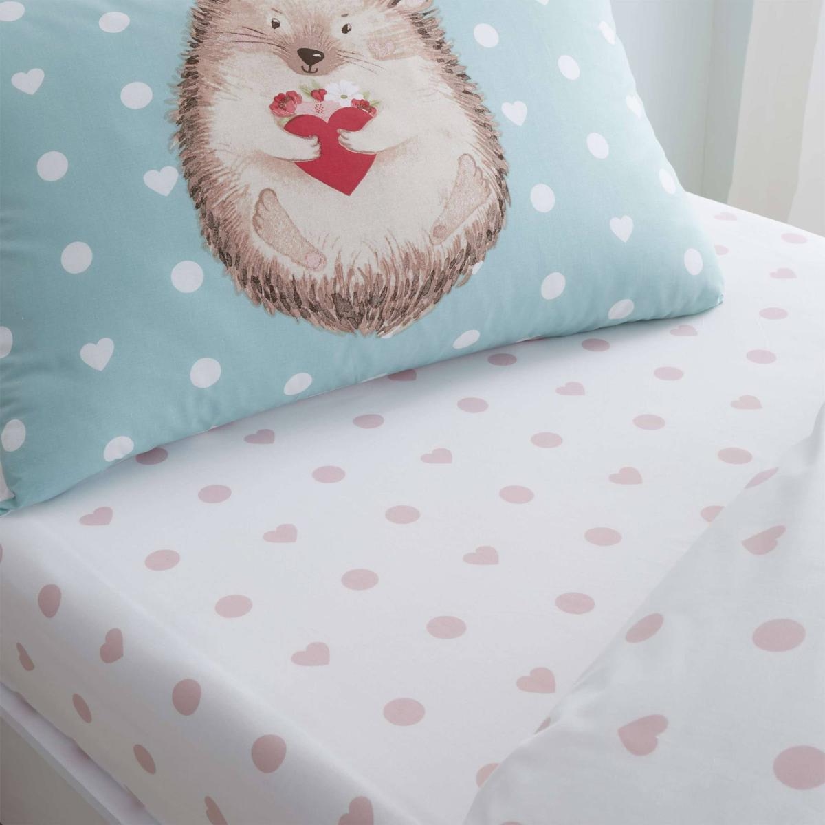 Catherine Lansfield Polka Dot Heart Fitted Sheet Blue – image 1