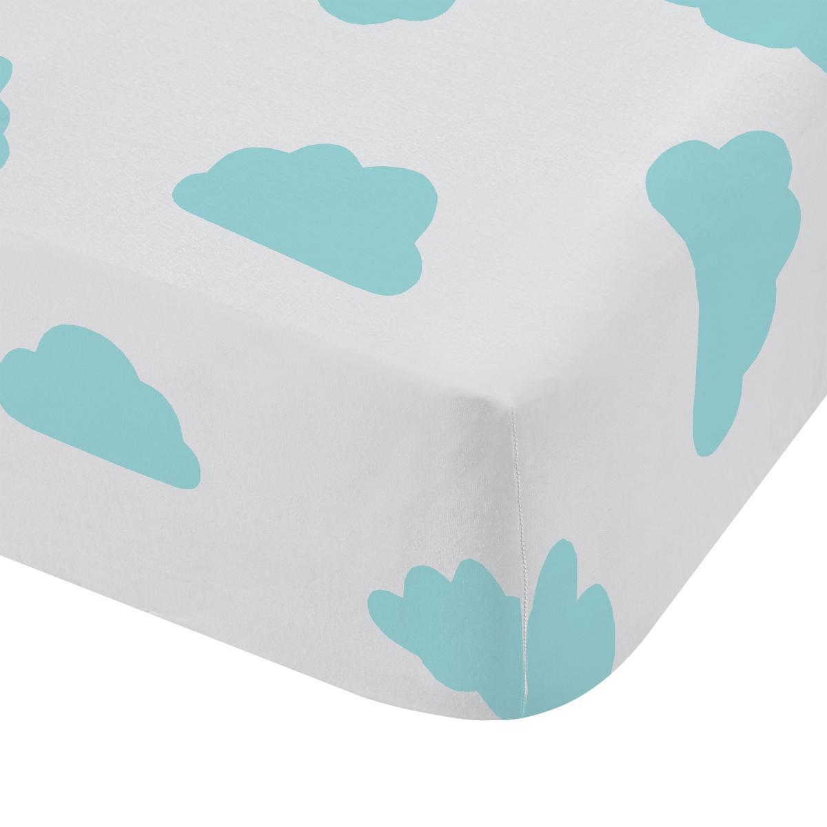 Born To Dream 100% Organic Cotton Fitted Sheet Light Blue – image 2