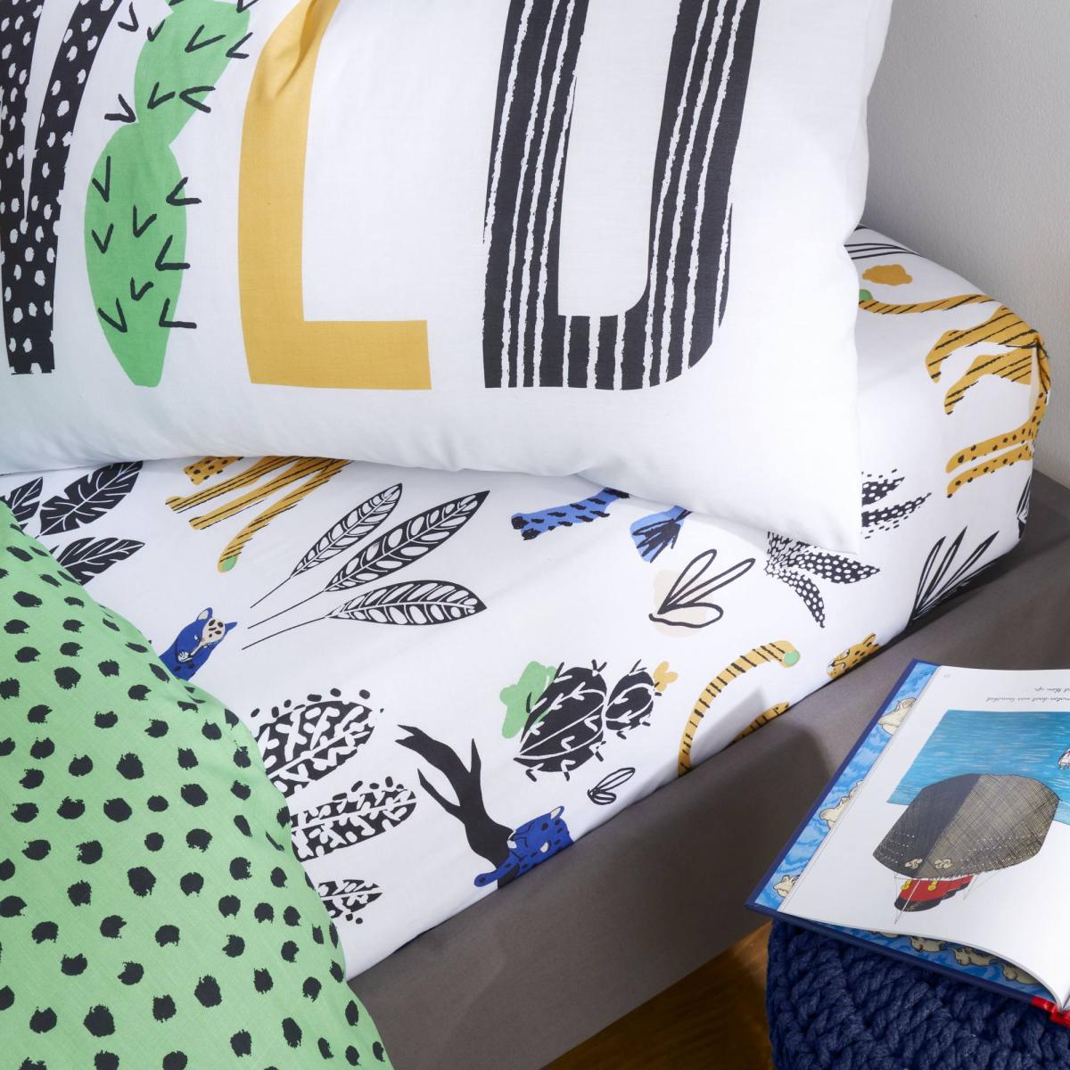 Pineapple Elephant Wild Jungle Animals Fitted Sheet Green – image 2
