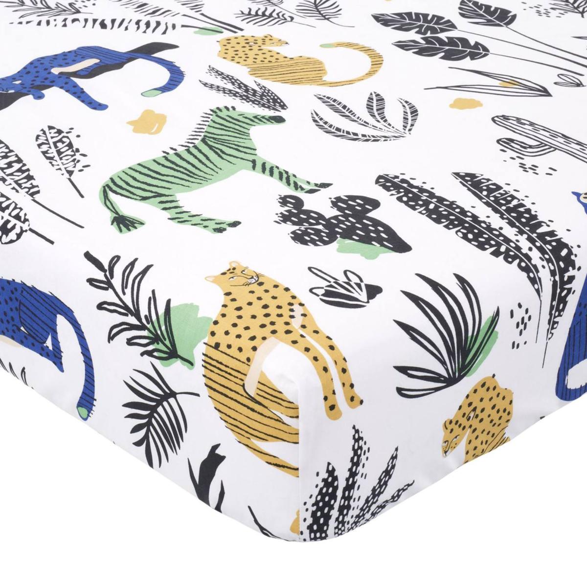 Pineapple Elephant Wild Jungle Animals Fitted Sheet Green – image 3