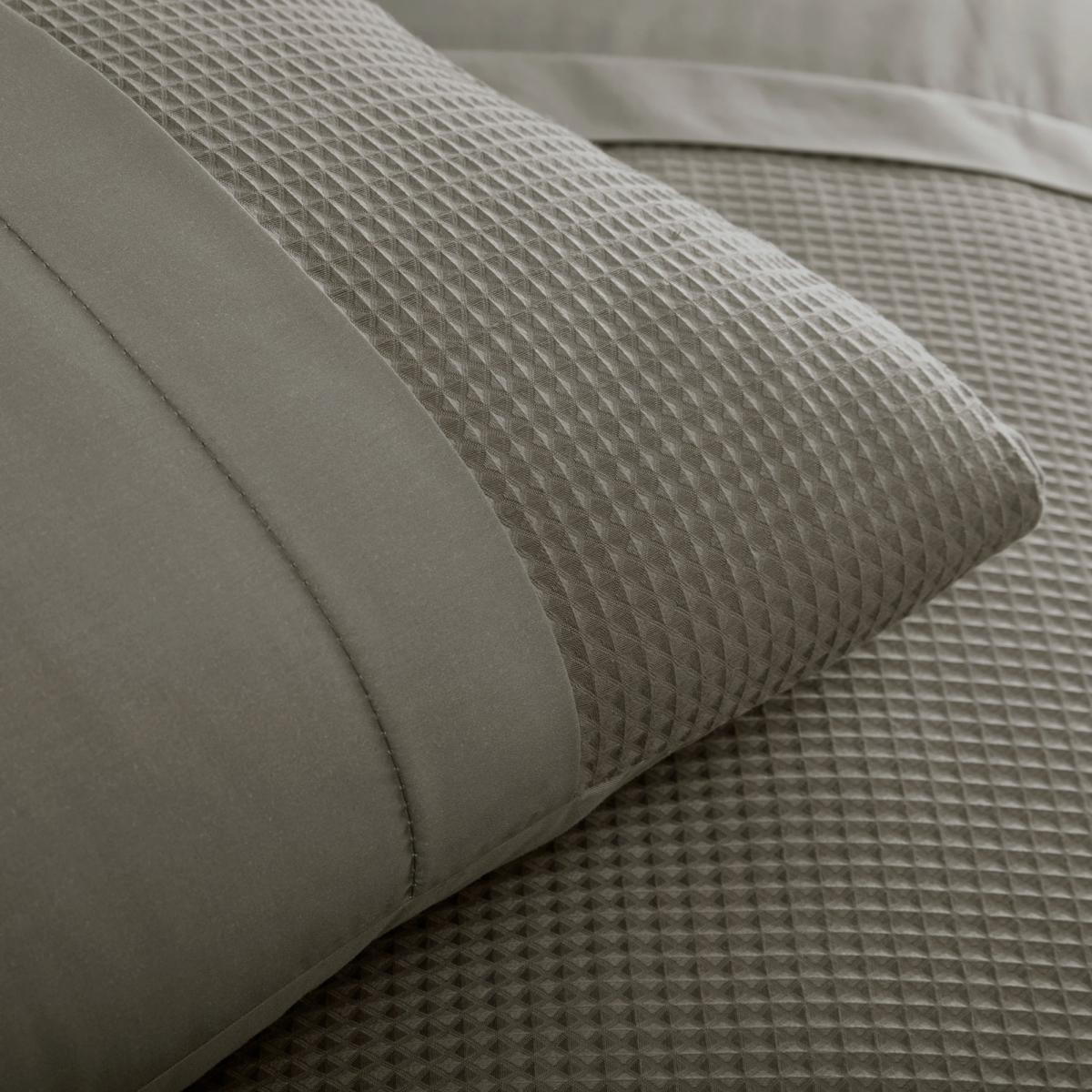 Waffle Grey Duvet Cover and Pillowcase Set Grey – image 3