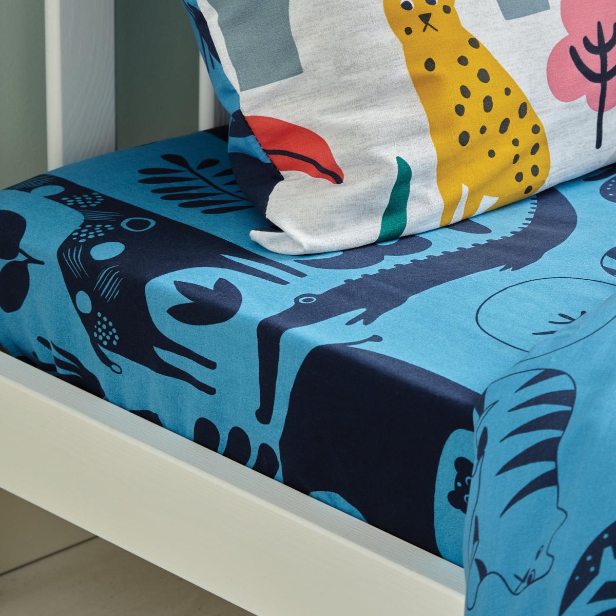 Elements Jungle Pack of 2 100% Cotton Fitted Sheets Blue, Green and White – image 2