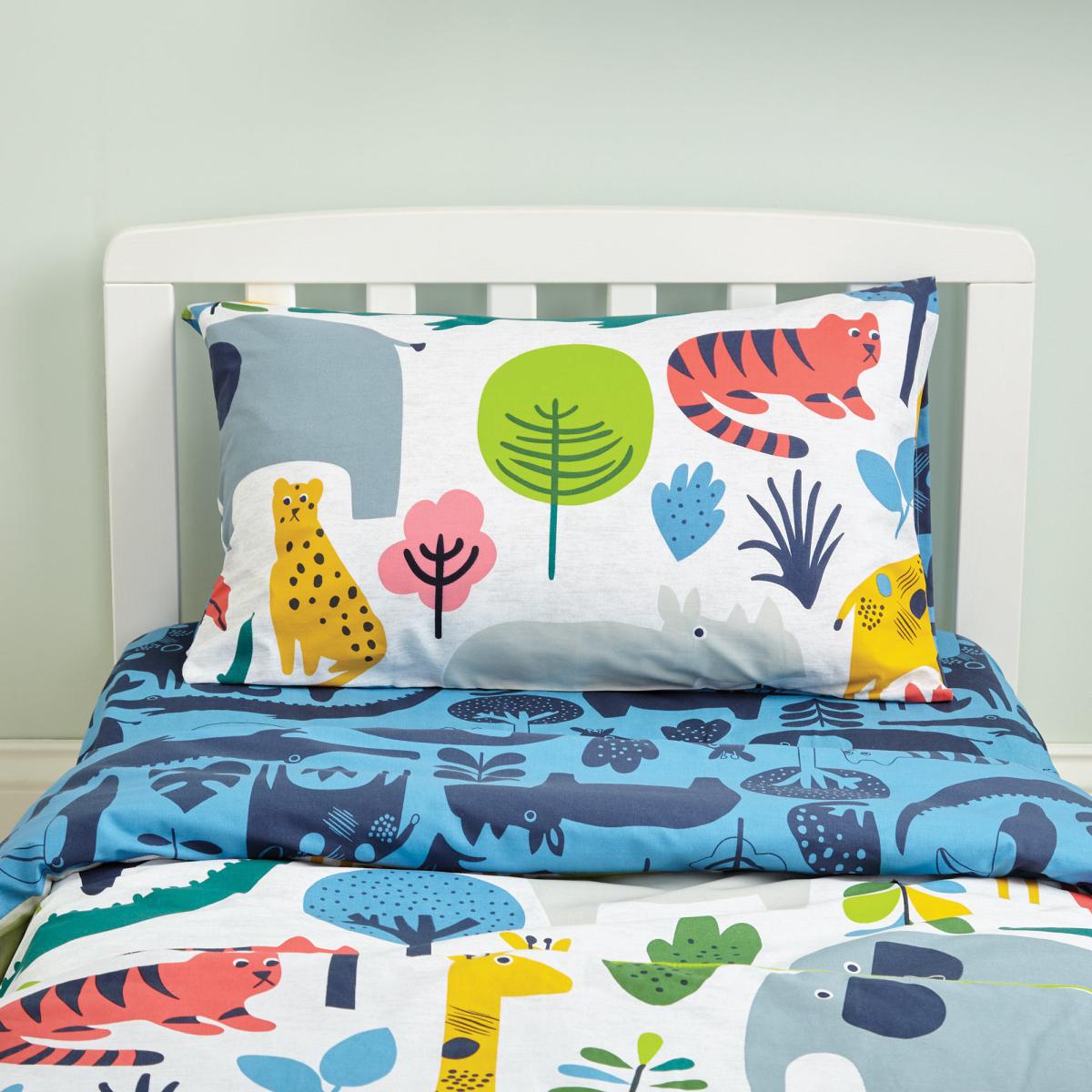 Elements Jungle Pack of 2 100% Cotton Fitted Sheets Blue, Green and White – image 5