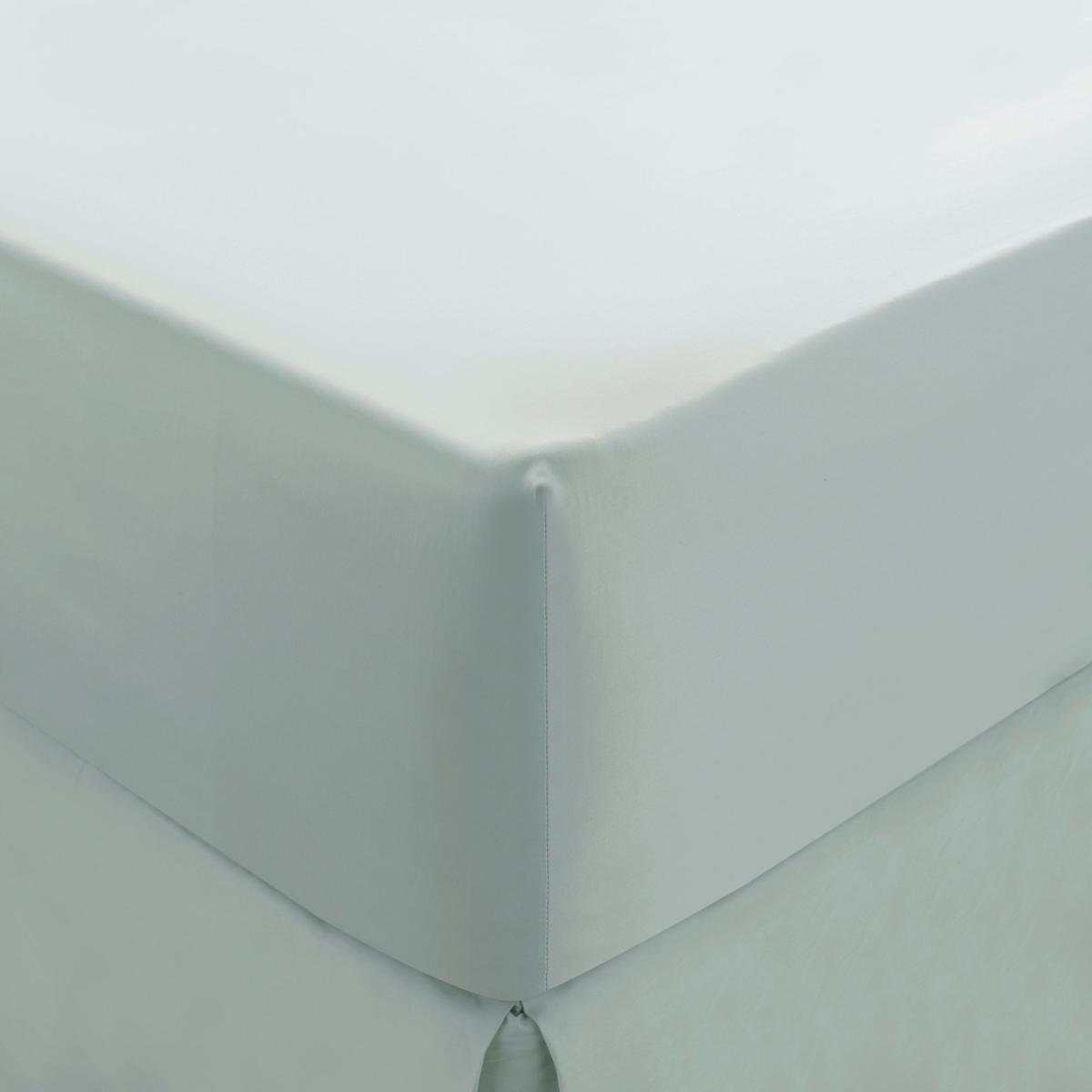 Dorma 300 Thread Count 100% Cotton Sateen Plain Fitted Sheet Seafoam – image 1