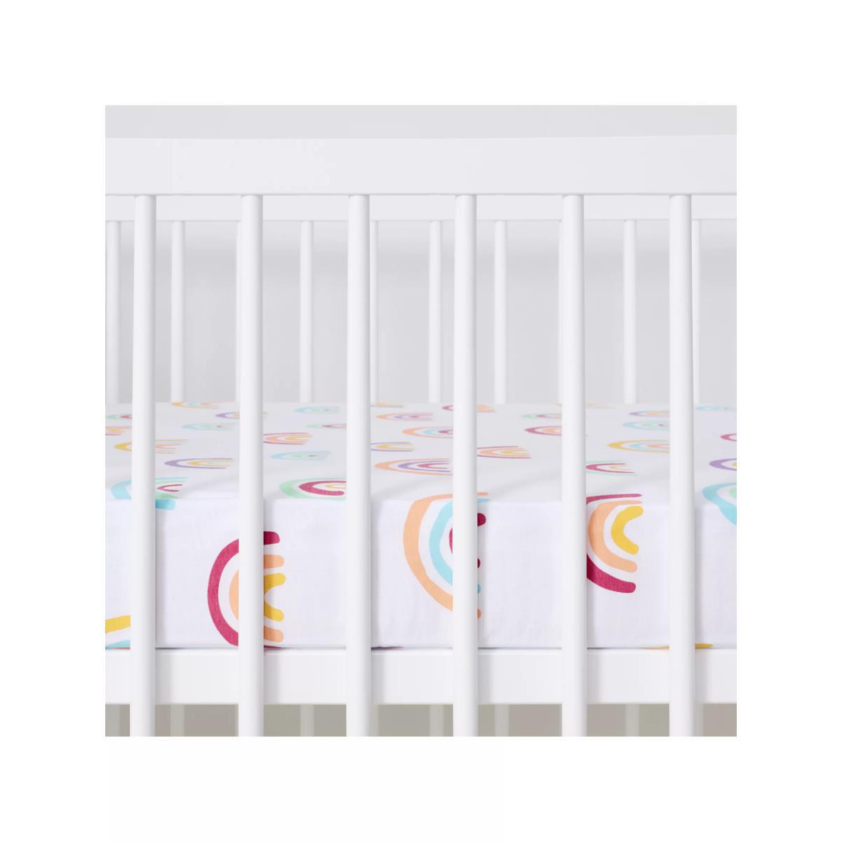 Snüz Baby Rainbow Cot/Cotbed Fitted Sheets, 2 Piece Set, Multi/White – image 2