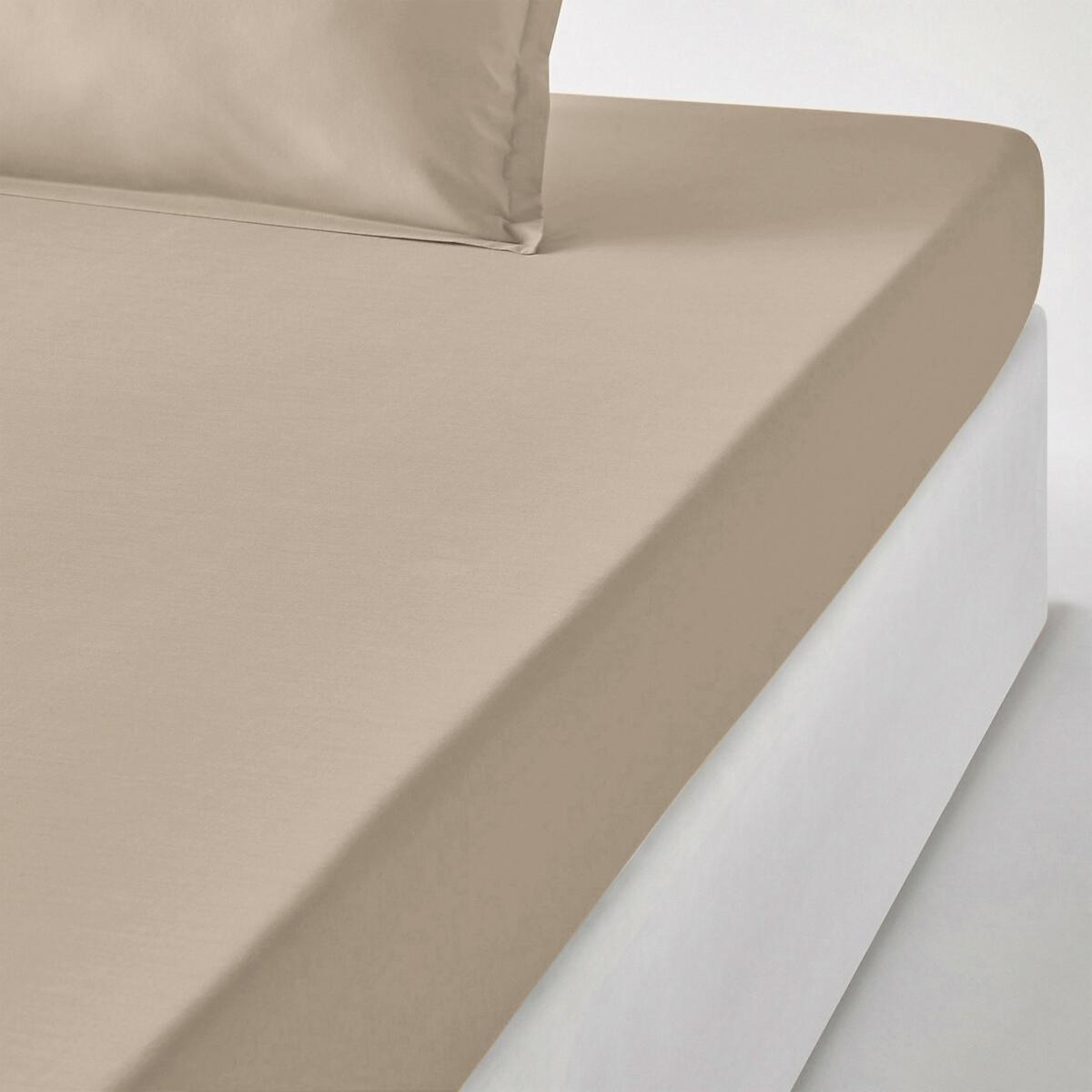 Best Quality Plain Cotton Percale 200 Thread Count Fitted Sheet – image 1