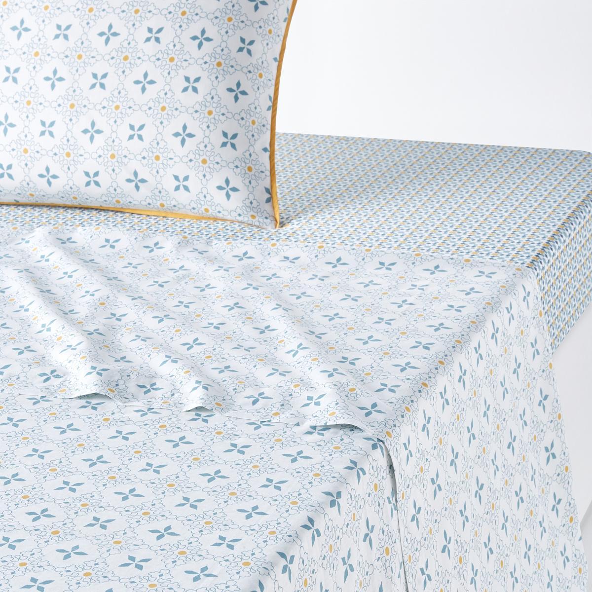 Teyben Floral Cotton Percale Flat Sheet – image 1