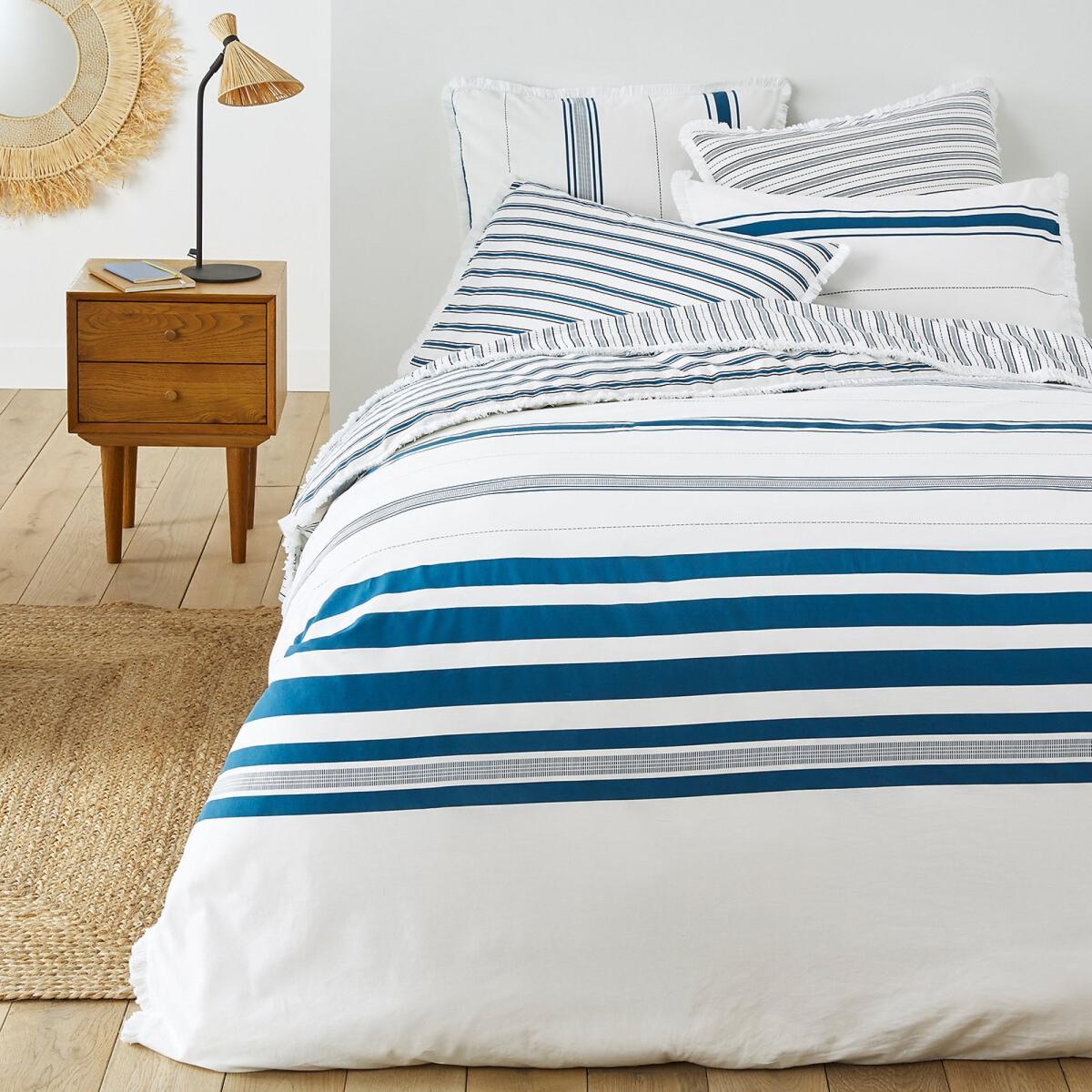 Comporta Fitted Sheet in Nautical Striped Washed Cotton – image 2