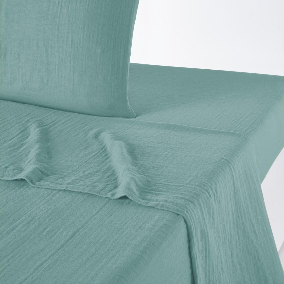 Snow Cotton Muslin Plain Flat Sheet – image 1