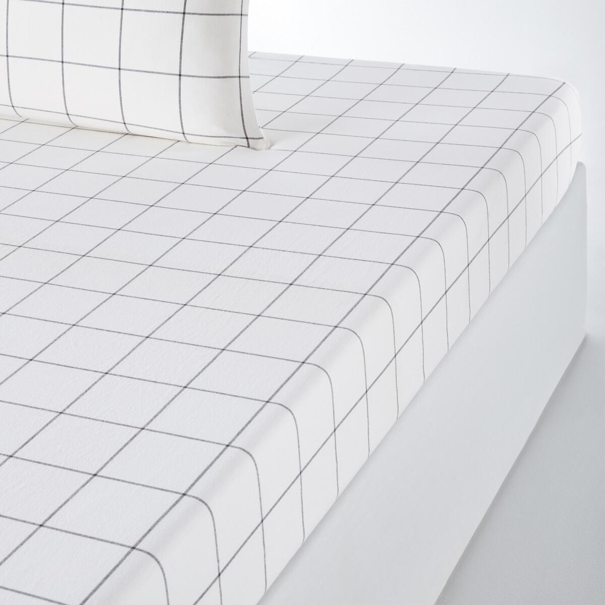 Pia Checks Cotton Fitted Sheet for Thick Mattresses – image 1