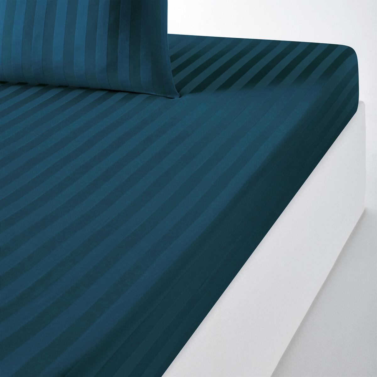 Striped Cotton Satin Fitted Sheet – image 1