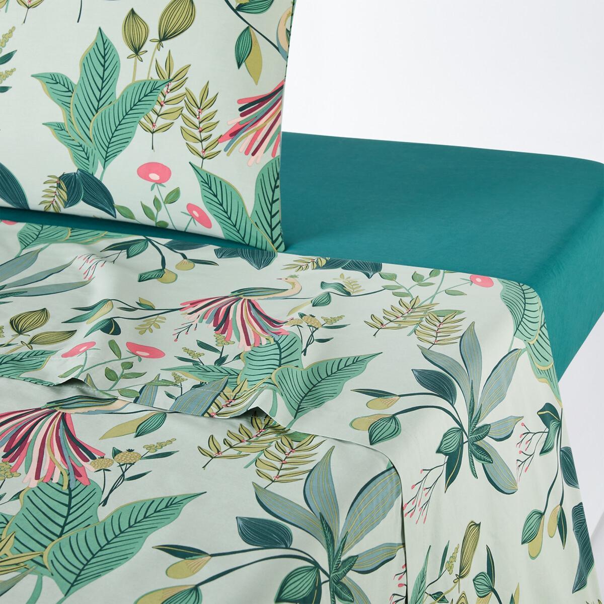 Somerset Floral Cotton Percale 200 Thread Count Flat Sheet – image 1