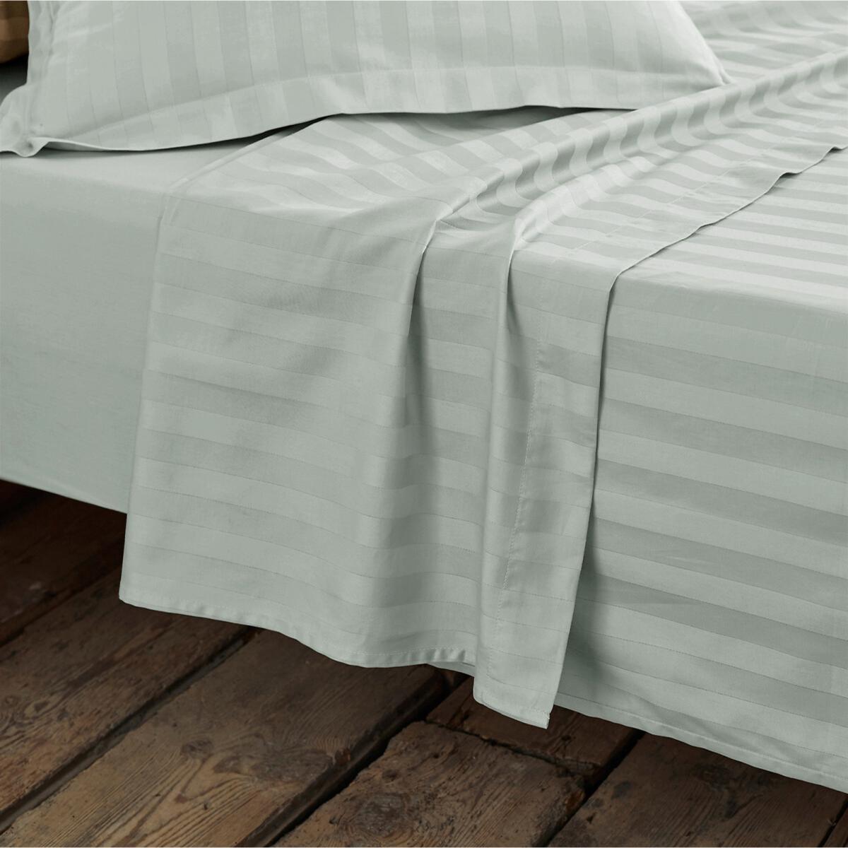 Striped Cotton Satin Flat Sheet – image 1