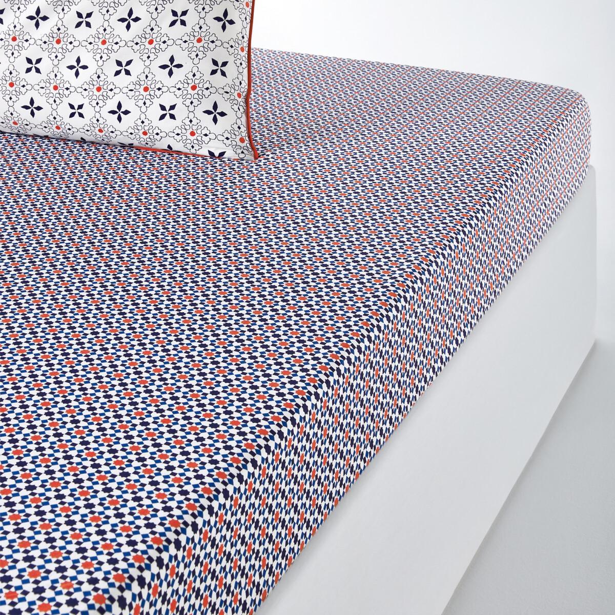 Zehia Printed Cotton Percale Fitted Sheet – image 1