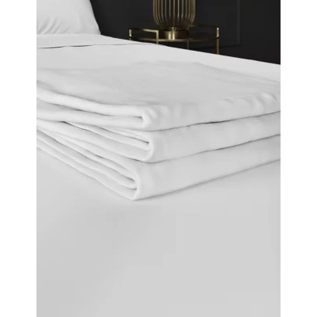 M&S Egyptian Cotton 400 Thread Count Percale Flat Sheet - DBL - White, White