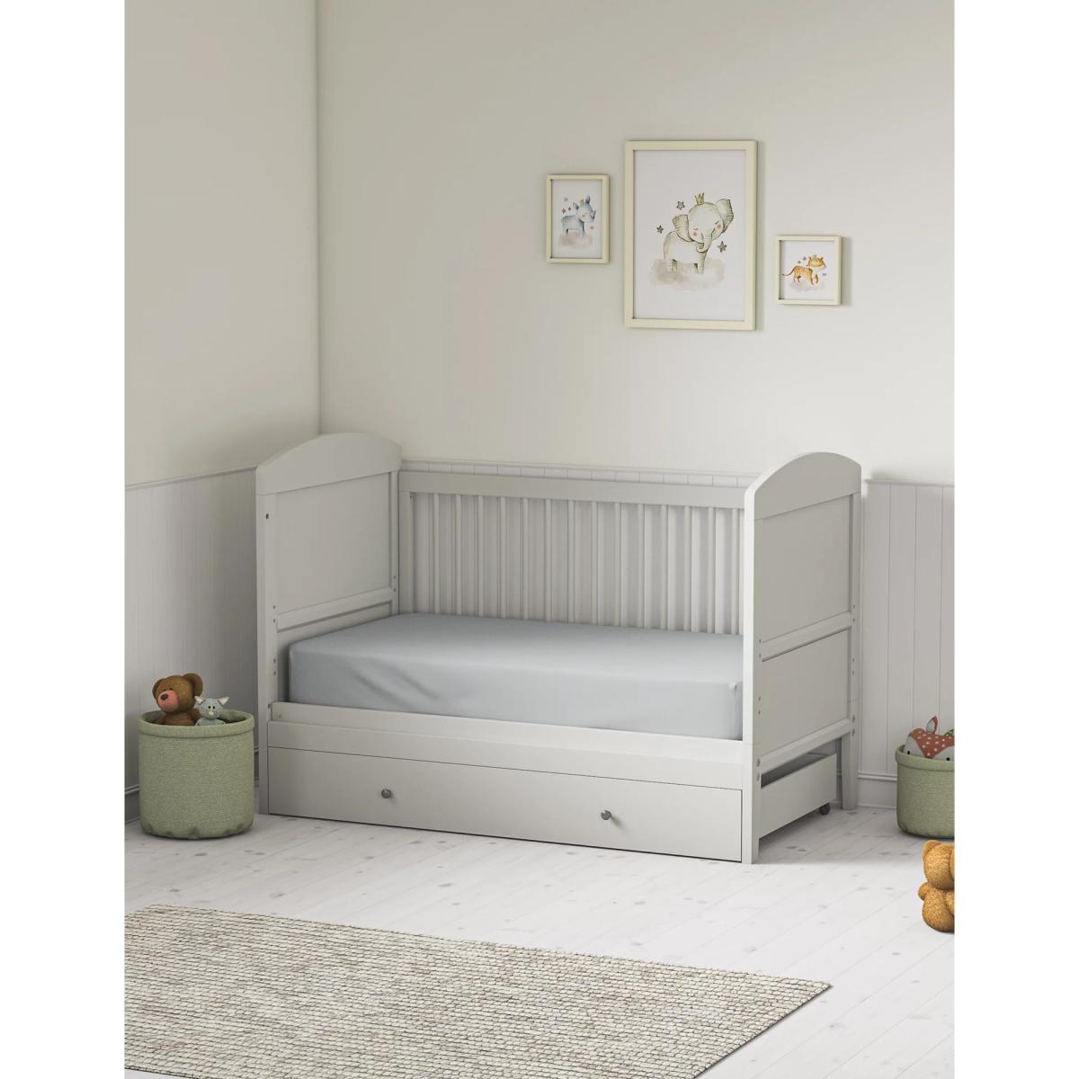 M&S Dreamskin&reg; Pure Cotton Cot Bed Fitted Sheet - COTBD - Light Grey, White,Light Grey – image 2
