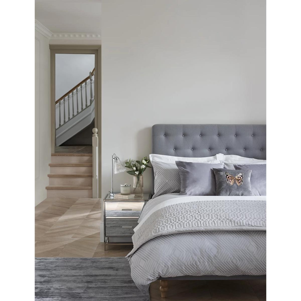 M&S Pure Cotton Geometric Sateen Bedding Set - 5FT - Grey, Grey – image 5