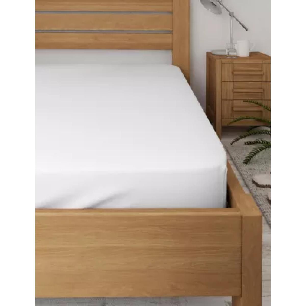 M&S Pure Cotton 600 Thread Count Sateen Fitted Sheet - 6FT - White, White – image 1