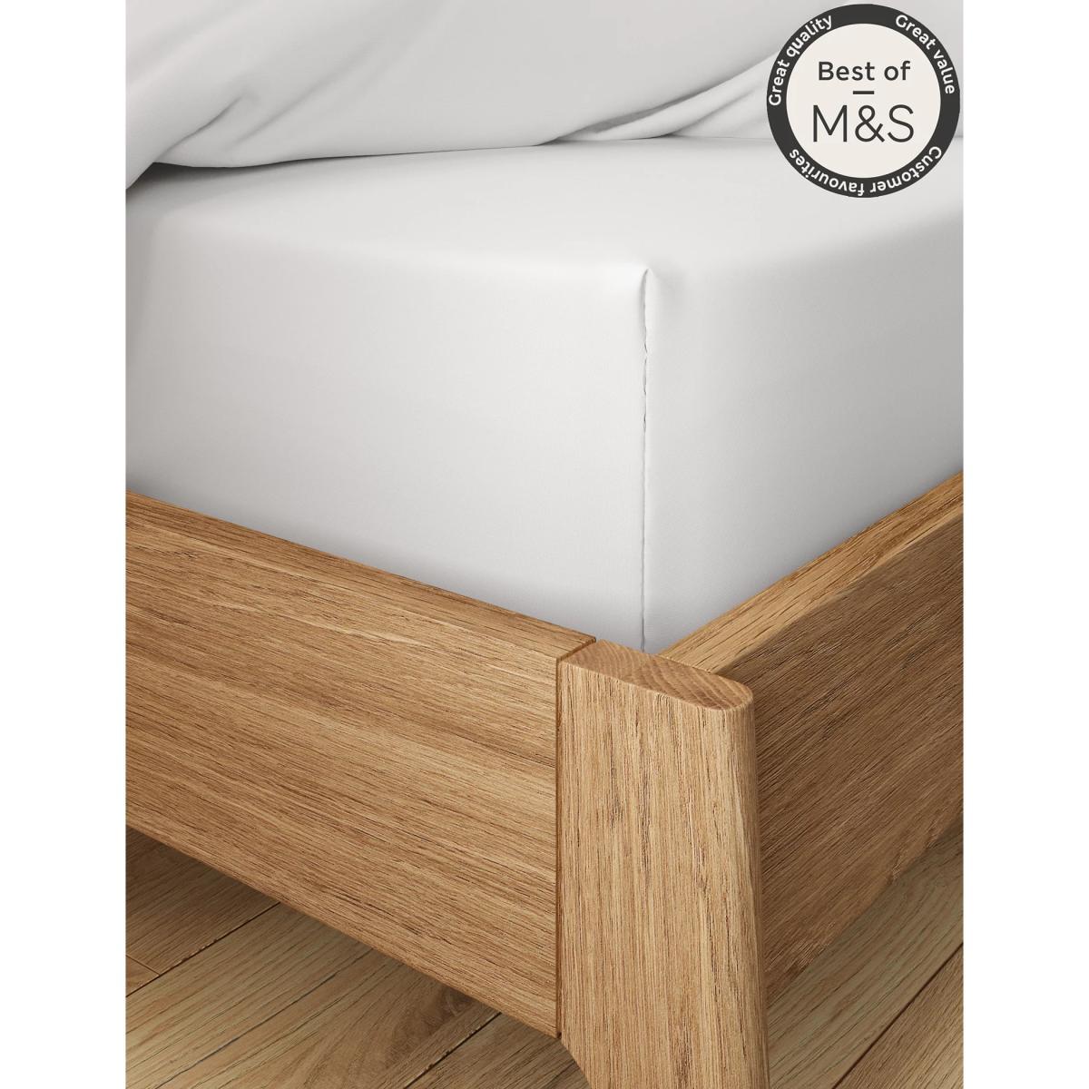 M&S Comfortably Cool Deep Fitted Sheet - 6FT - White, White,Cream,Navy,Light Mauve,Dark Grey – image 2