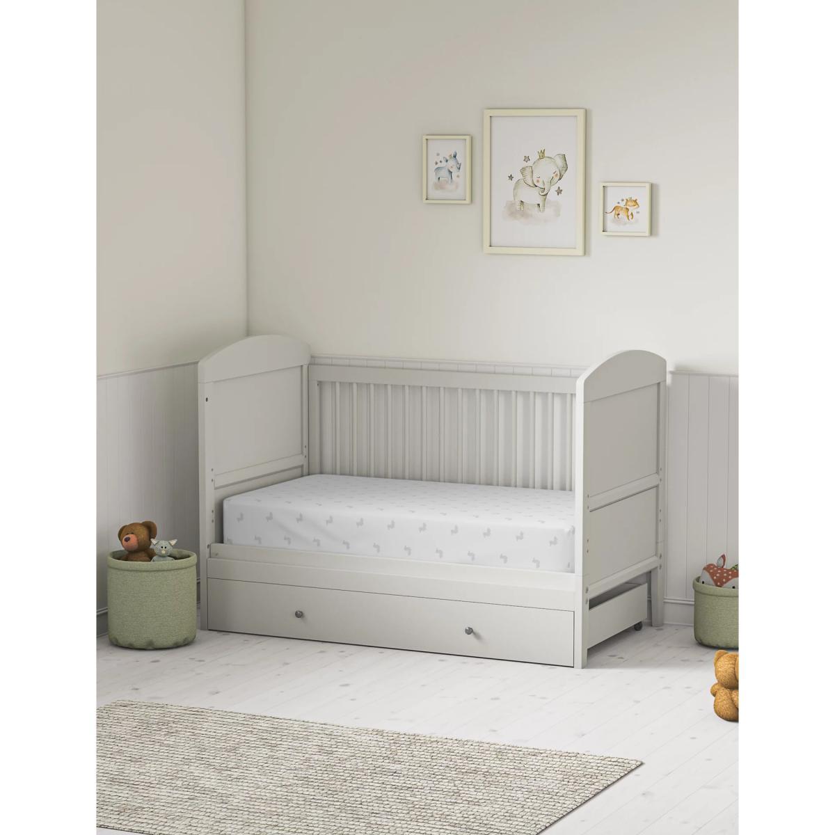 M&S 2 Pack Jersey Printed Cot Bed Fitted Sheets - COTBD - White, White – image 2